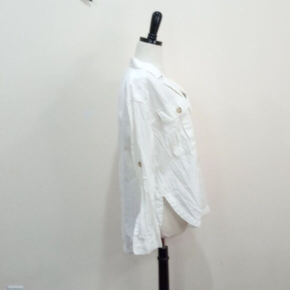 Free People Sunshine In My Pockets Linen Cotton Button-up Shirt Shacket -Size S - Picture 7 of 11